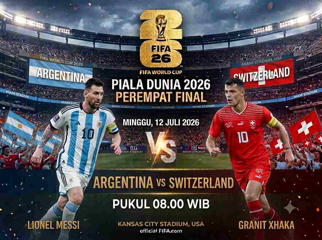 messi vs xhaka - ilustrasi berita Messi vs Xhaka: Pertaruhan Magis Argentina dan Soliditas Swiss di Perempatfinal